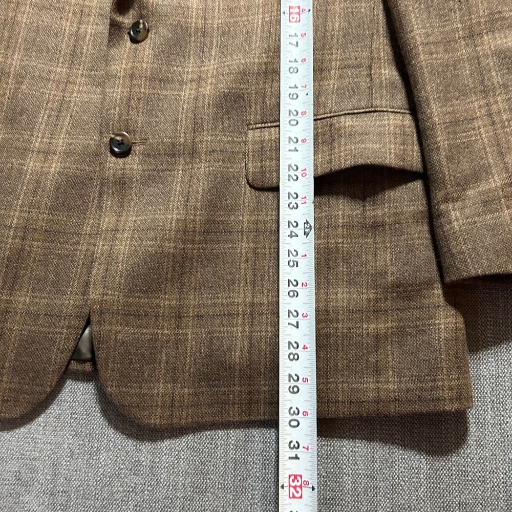 Jos A Bank Mens 42S Brown Plaid 100% Wool 2 Button Sport Coat Blazer 42 Short - Picture 5 of 7